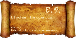 Blocher Innocencia névjegykártya
